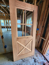 Load image into Gallery viewer, Custom Built: Exterior glass 4-Lite Single Panel X Style Front Door Unfinished, Slab Only            ( Doors with Glass, Exterior Doors with Glass, Exterior Door Solid, Door slab, Custom Exterior)
