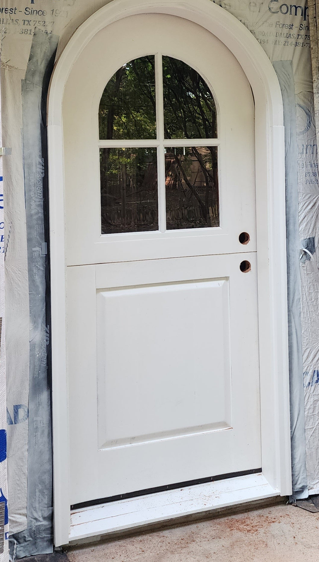 Exterior 4 lite Arched Dutch Door Pre Hung Unfinished
